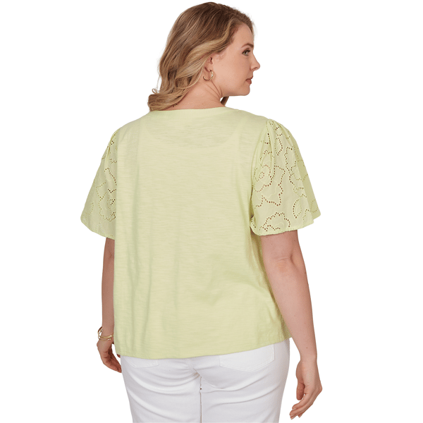 Plus Size Ruby Rd. Renaissance Romance Short Eyelet Sleeve Blouse - image 