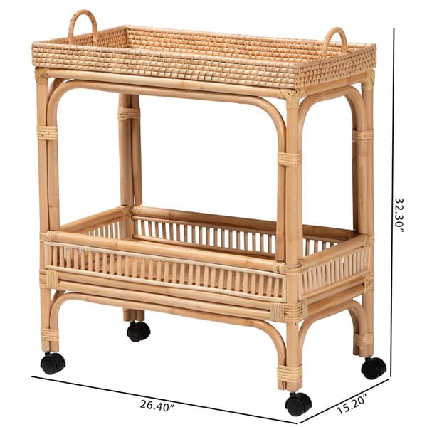 bali & pari Lombok Modern Bohemian Natural Rattan Wine Cart
