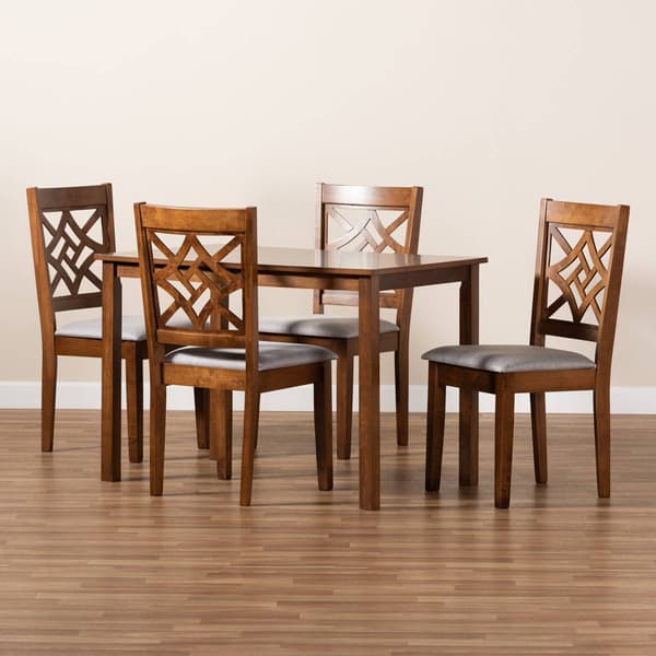 Baxton Studio Nicolette Grey/Walnut Brown 5pc. Dining Set