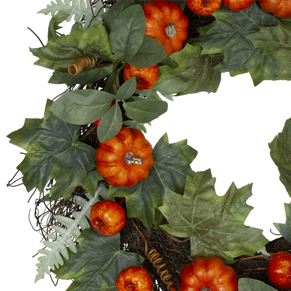 Northlight 24in. Maple & Fern Leaves with Pumpkins Wreath