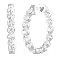 Sterling Silver Lab Grown Diamond Inside Out Hoop Earrings
