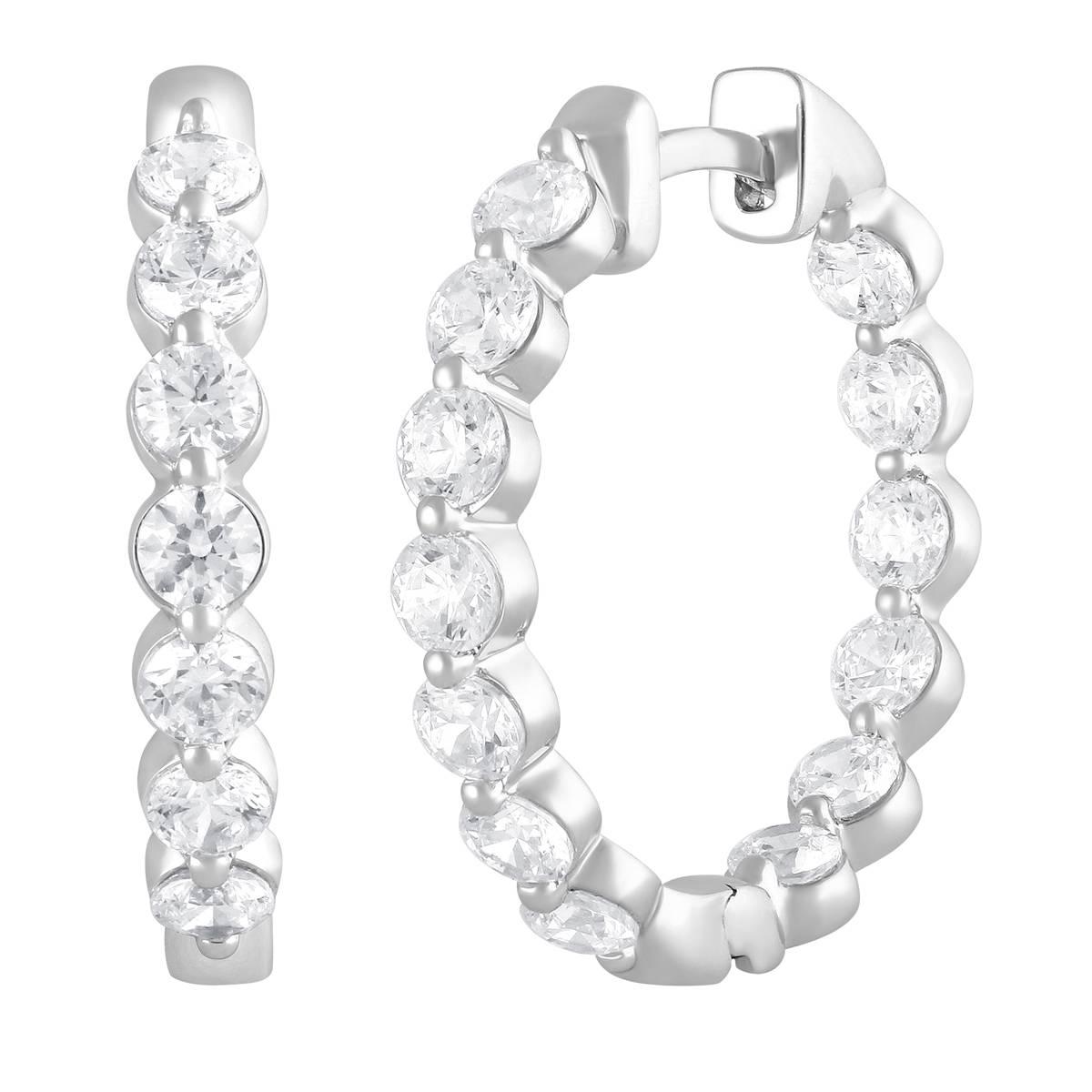 Sterling Silver Lab Grown Diamond Inside Out Hoop Earrings