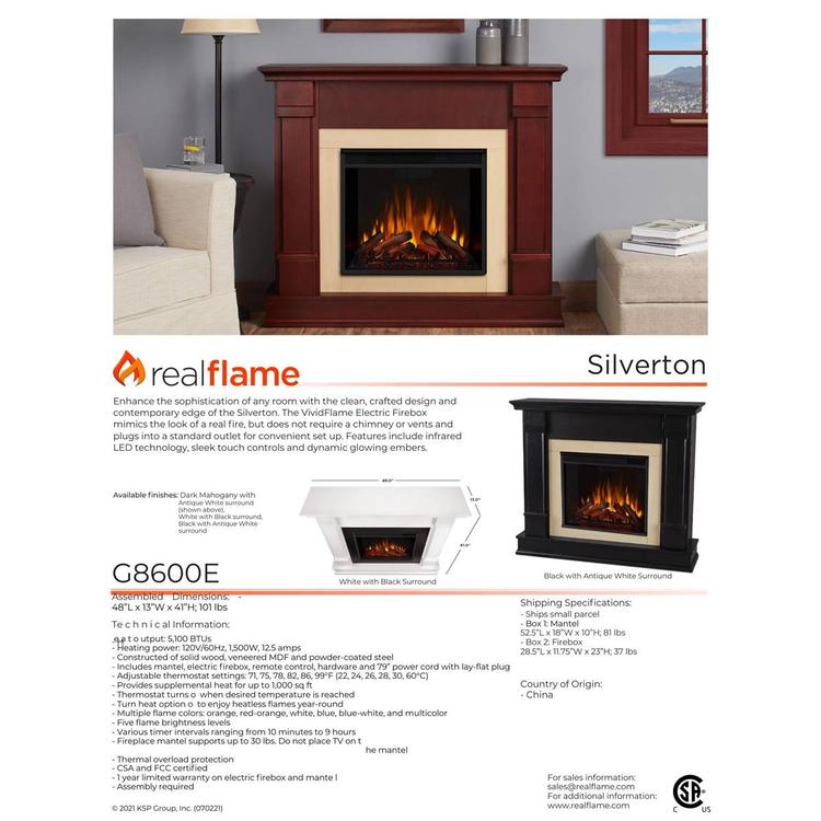 Real Flame Silverton Electric Fireplace