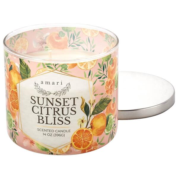 Amari Sunset Citrus Bliss 3 Wick Wrap 14oz. Tumbler Candle - image 