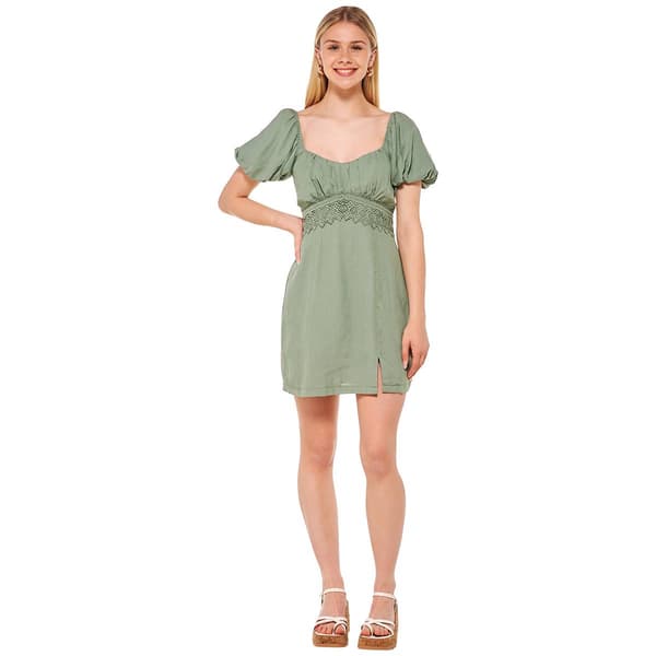 Juniors Trixxi Puffed Crochet Sheath Dress - image 