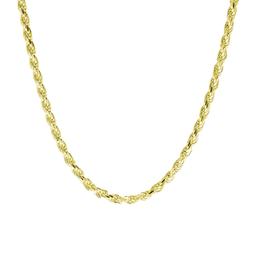 20in. Polished Vermeil Sterling Silver Solid Rope Chain Necklace