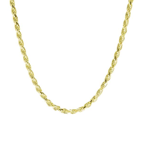 20in. Polished Vermeil Sterling Silver Solid Rope Chain Necklace - image 