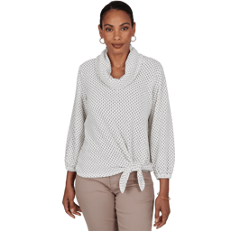 Womens Ruby Rd. Happy Holidays Cowl Neck Honeycomb Sweater