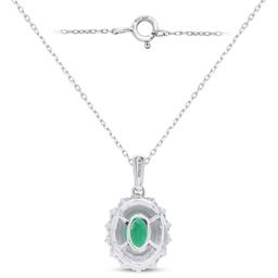 Nova Star® Sterling Silver 8x6mm Oval Lab-Grown Emerald Pendant