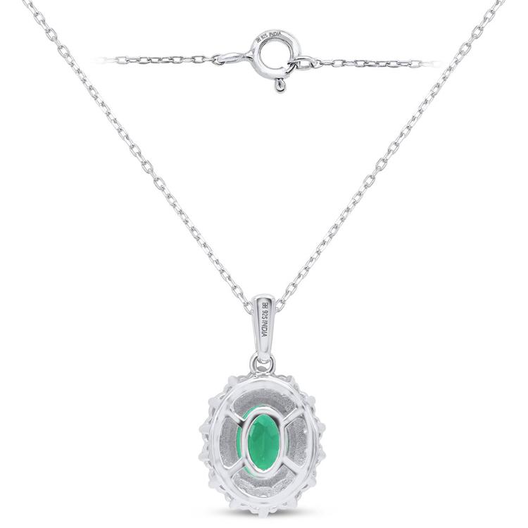 Nova Star® Sterling Silver 8x6mm Oval Lab-Grown Emerald Pendant