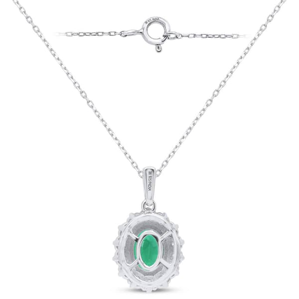 Nova Star® Sterling Silver 8x6mm Oval Lab-Grown Emerald Pendant