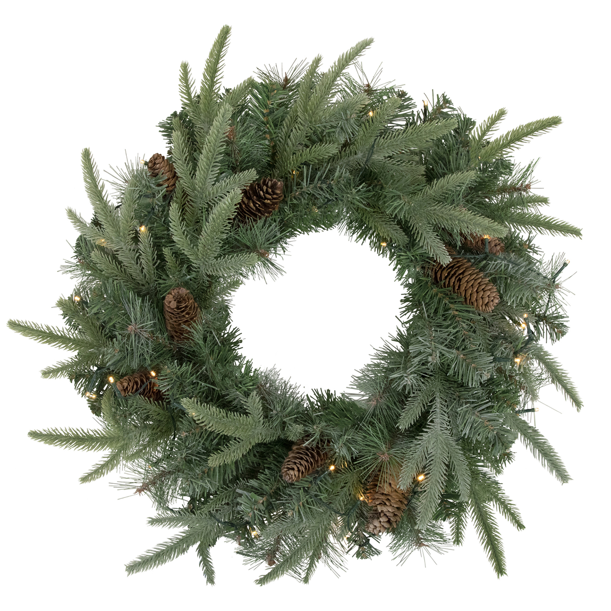 Northlight 24in. LED Mixed Pine & Pine Cone Christmas Wreath
