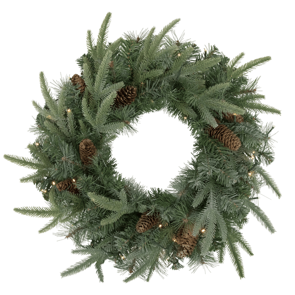 Northlight 24in. LED Mixed Pine & Pine Cone Christmas Wreath - image 
