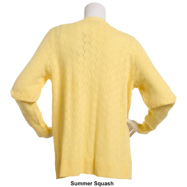 Womens Napa Valley Long Sleeve Pointelle Open Front Cardigan