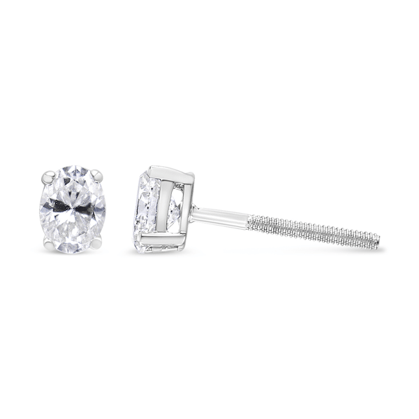 Haus of Brilliance Lab Grown Oval Solitaire Diamond Stud Earrings