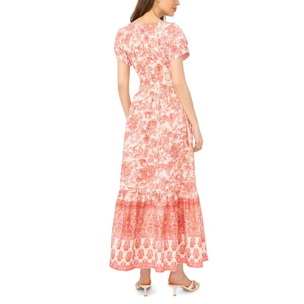 Womens Cece Short Puff Sleeve Poplin Floral Maxi Dress