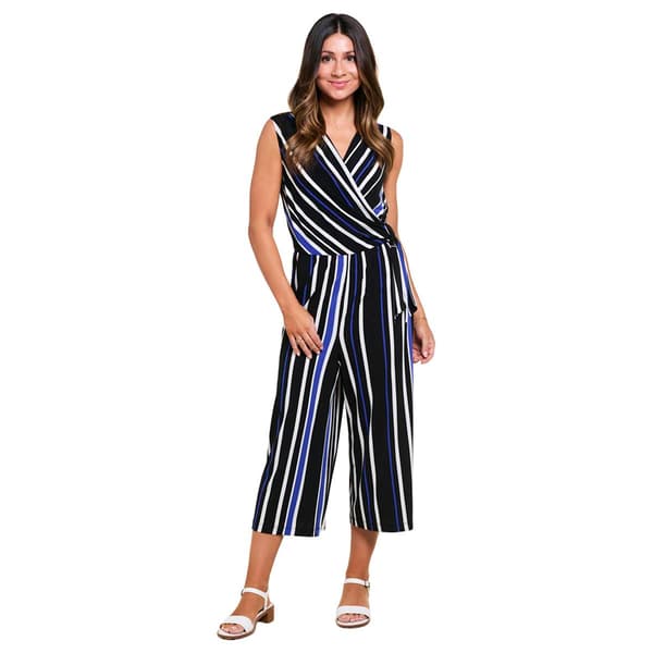 Womens Connected Apparel Sleeveless Stripe Surplice Jumpsuit - image 