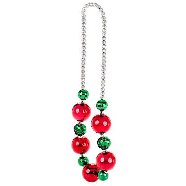 Red & Silver Stripe Crystal Necklace