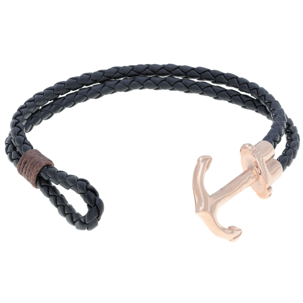 Mens Lynx Stainless Steel & Leather Bracelet