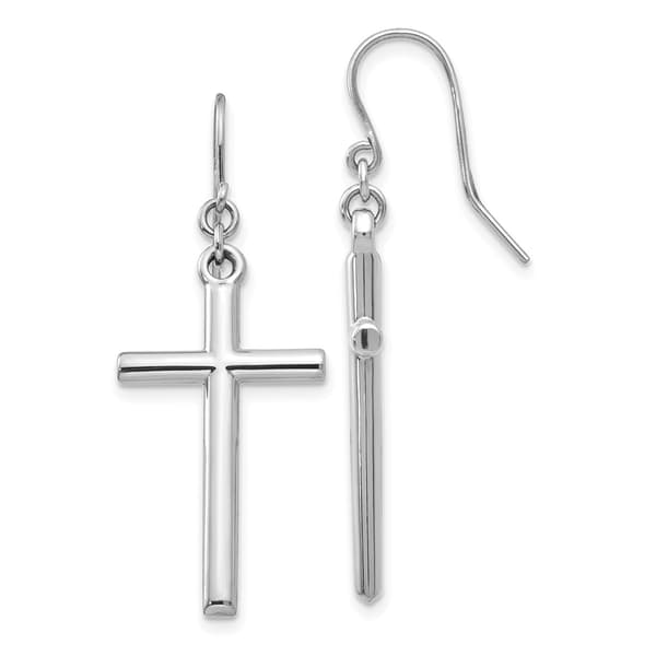 Gold Classics(tm) 14kt. White Gold Hollow Cross Earrings - image 