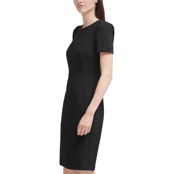 Womens Calvin Klein Short Sleeve Solid Crepe Sheath Dress