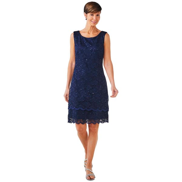 Womens Connected Apparel Sequin Lace Double Hem Sheath Dress - Boscov's