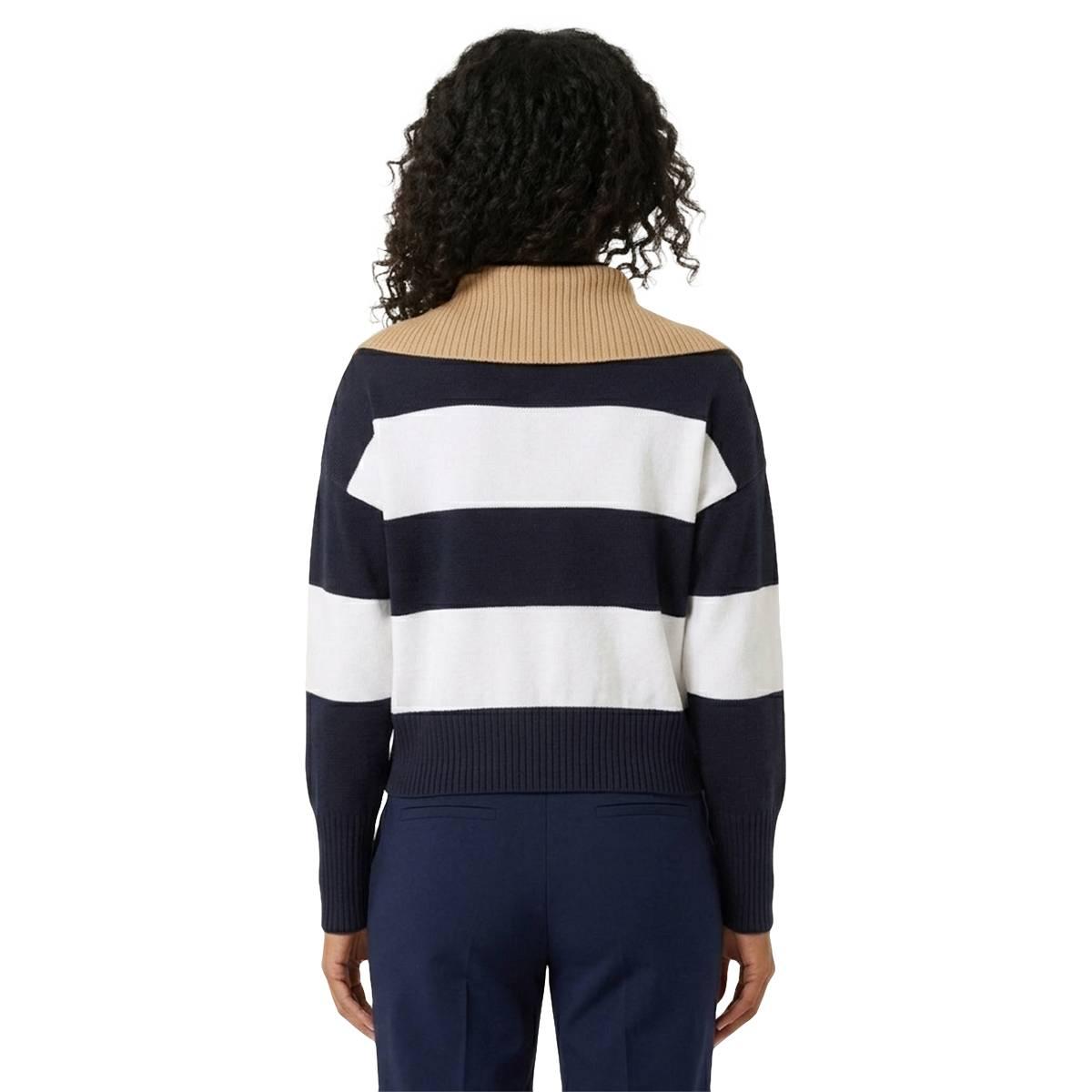 Womens Nautica Long Sleeve Stripe Shawl Color Sweater