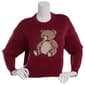 Junior Pink Rose Jacquard Bear Slouchy Sweater - image 2
