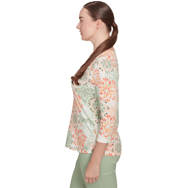 Womens Ruby Rd. Tropical Oasis Watercolor Medallion Tee