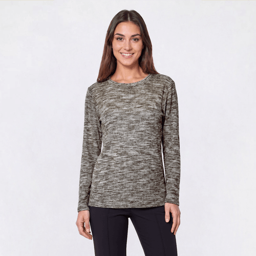 Womens Hasting & Smith Long Sleeve Space Dye Hacci Sweater