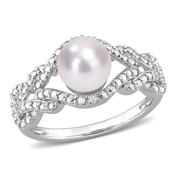 Gemstone Classics&#40;tm&#41; Pearl & Diamond Accent Infinity Ring
