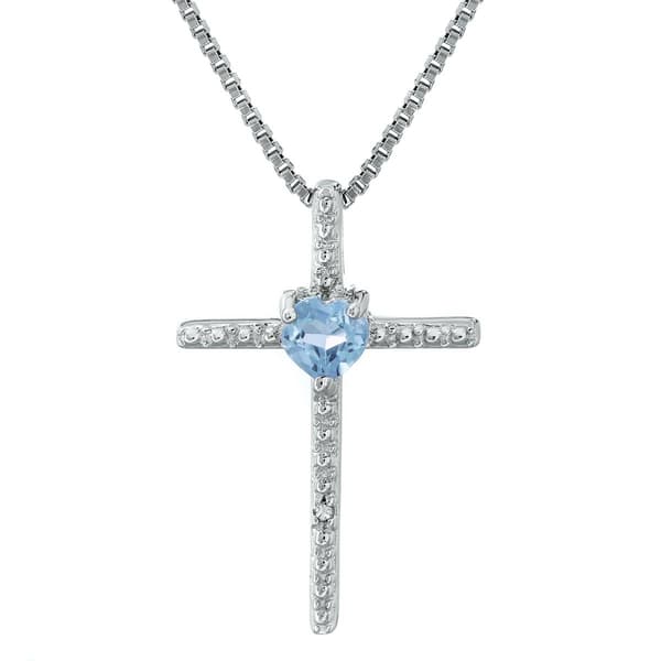 Gemminded 4mm Heart Aquamarine & 0.01ctw. Diamond Pendant