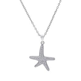 Silver Plated Cubic Zirconia Starfish Pendant Necklace