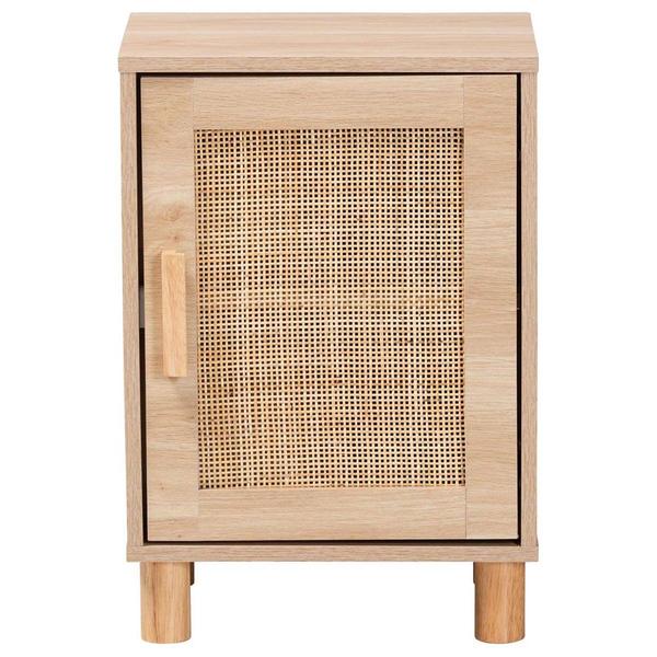 Baxton Studio Maclean Natural Brown Wood 1-Door Nightstand