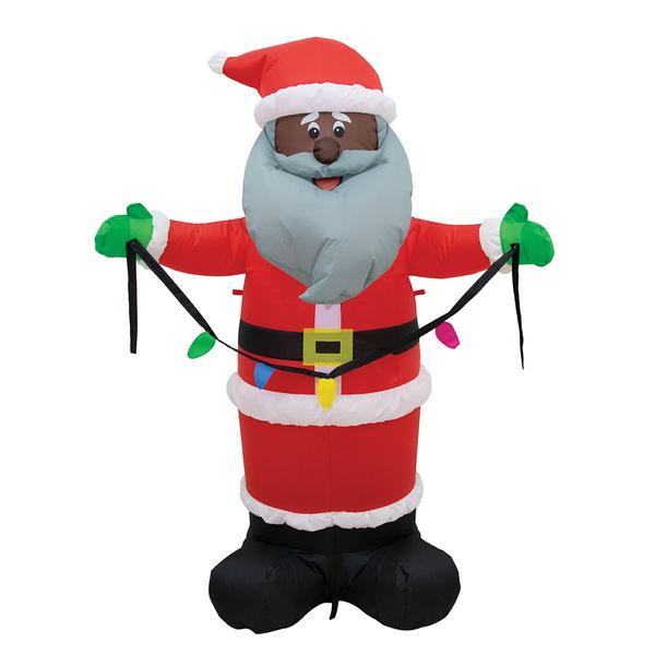 Inflatable 4ft. Black Santa with Light String - image 
