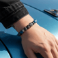 Mens Iron Saints Blue & Black Bead Charm Bracelet - image 3
