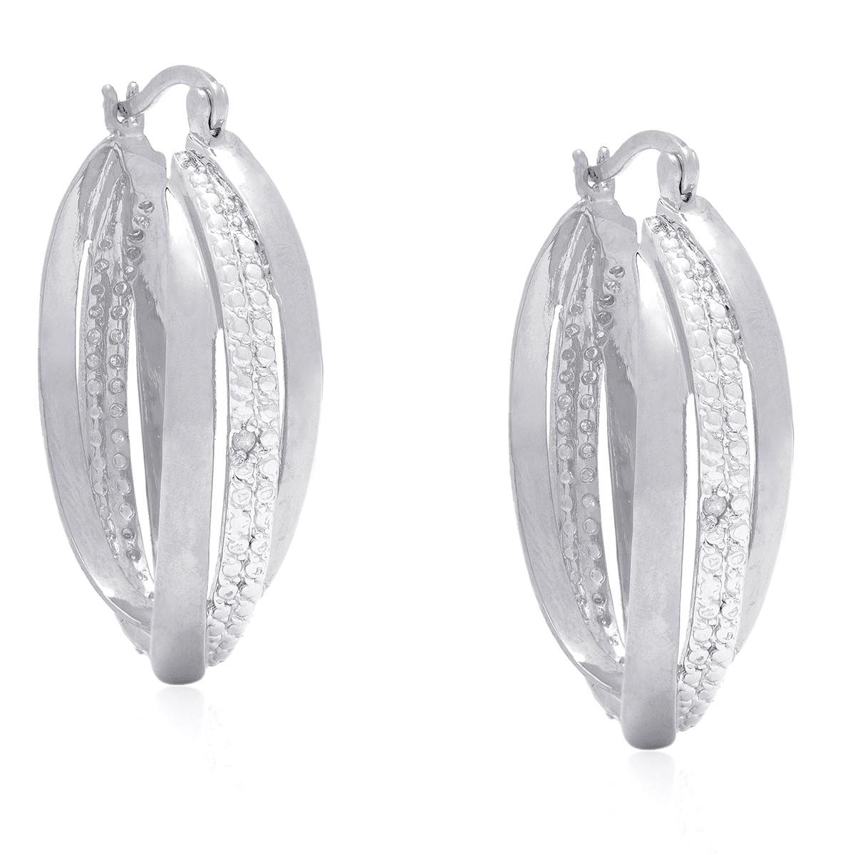 Accents by Gianni Argento Silver Diamond Accent Hoop...