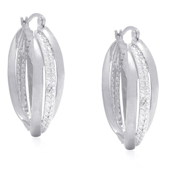 Accents by Gianni Argento Silver Diamond Accent Hoop Earrings - image 