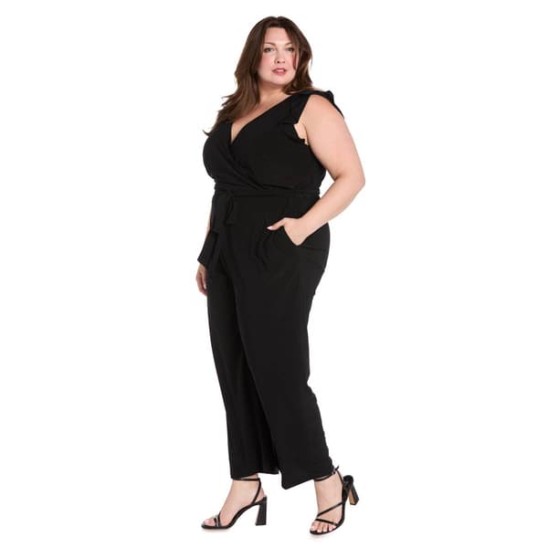 Plus Size R&M Richards Solid Tie Waist Jumpsuit
