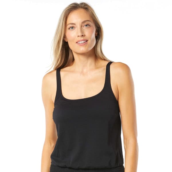 Womens Beach House Solid Pique Brandy Tankini Swim Top