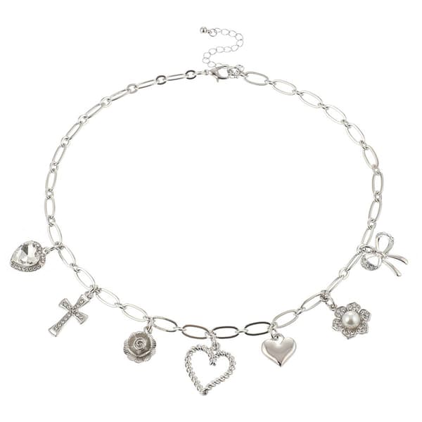 Ashley Silver-Tone Multi Charm Necklace - image 