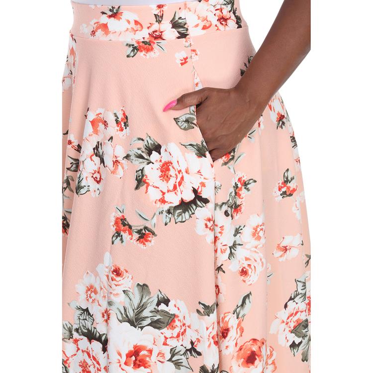Plus Size White Mark Tasmin Spring Floral Flare Midi Skirt