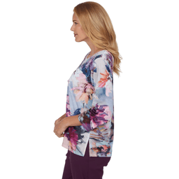 Womens Alfred Dunner Vail Rhinestone Romantic Floral Blouse