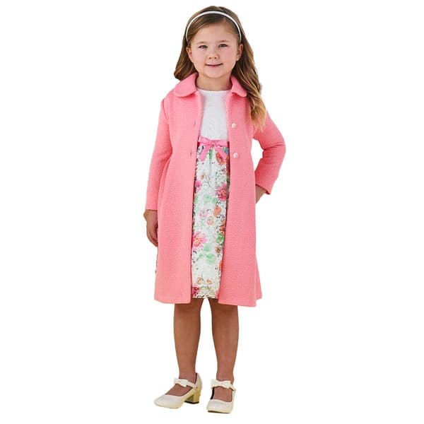 Girls &#40;4-6x&#41; Bonnie Jean Lace Dress with Textured Knit Coat Set
