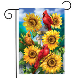 Cardinals & Sunflowers Garden Flag