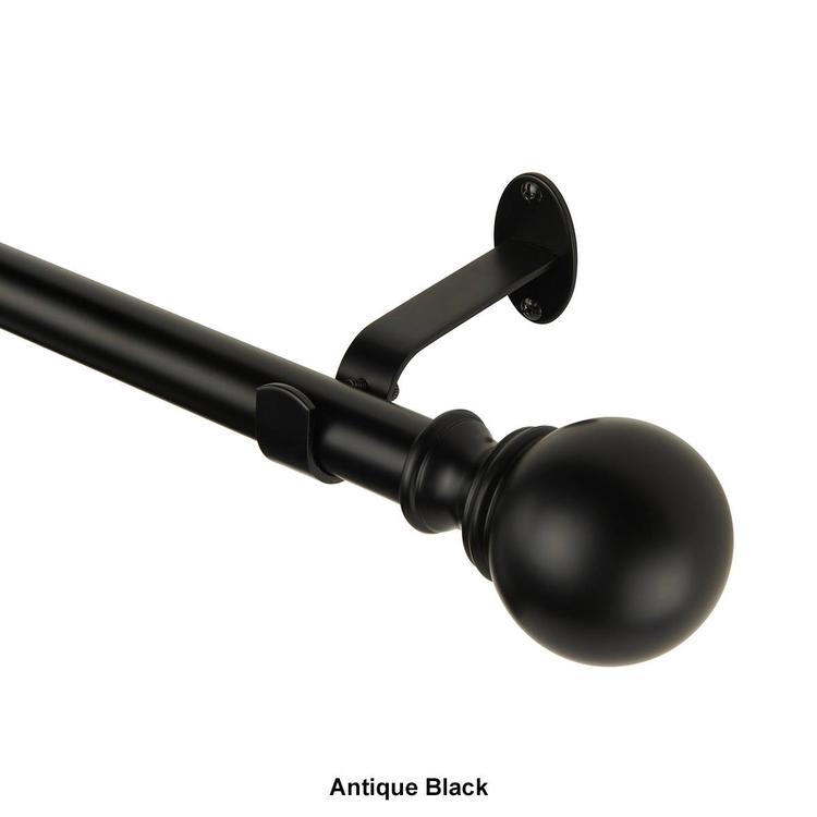 Elrene Cordelia Single Curtain Rod w/ Globe Ball Finial