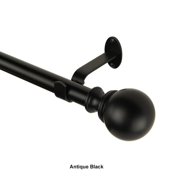 Elrene Cordelia Single Curtain Rod w/ Globe Ball Finial