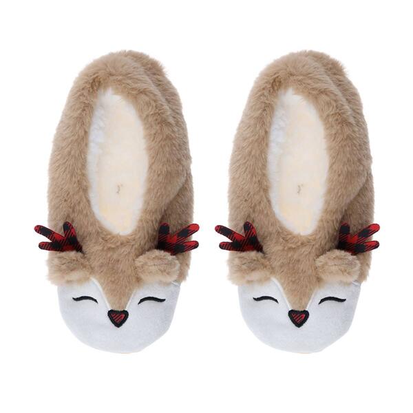 Womens Capelli New York Buffalo Check Reindeer Slipper Socks - image 