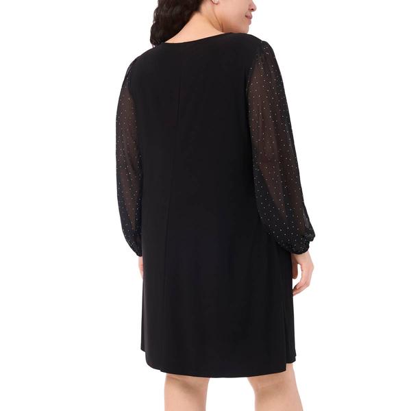 Plus Size MSK Long Sleeve Nailhead Sleeve Shift Dress