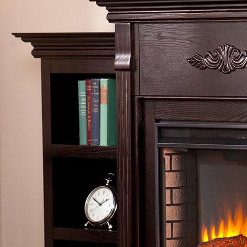 Southern Enterprises Electric Fireplace w/ Bookcases
